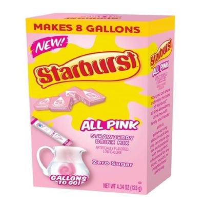 Starburst All Pink Strawberry Zero Sugar Drink Mix Makes 8 Gallons 123g (4.34 OZ)