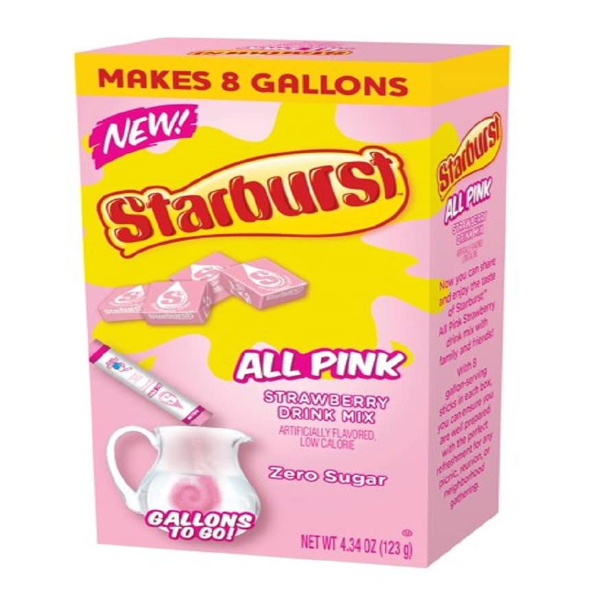 Starburst All Pink Strawberry Zero Sugar Drink Mix Makes 8 Gallons 123g (4.34 OZ)