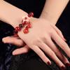 Adjustable Ladies Garnet Bracelet Beads Hand Strap Accessories Retro National Wind Hand-Knitted Wristband Jewellery-red view 2
