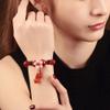 Adjustable Ladies Garnet Bracelet Beads Hand Strap Accessories Retro National Wind Hand-Knitted Wristband Jewellery-red view 3