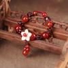 Adjustable Ladies Garnet Bracelet Beads Hand Strap Accessories Retro National Wind Hand-Knitted Wristband Jewellery-red view 4
