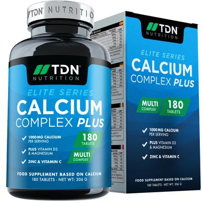 3 Months Supply - Calcium and Vitamin D - 180 Tablets - High Strength 1000mg Calcium Complex with Vitamin D3, Magnesium, Zinc and Vitamin C - Supports Bones - Osteo Supplement - Packaging May Vary