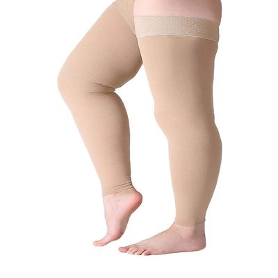 Runee Wide Leg Thigh Compression Stocking - 20-30mmHg Compression For People With Wide Calfs And Thigh (Beige)