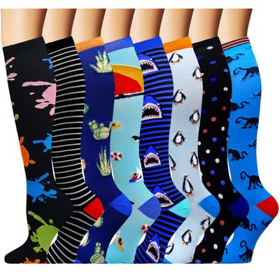 Compression Socks for Women & Men 8 Pairs 20-30 mmHg is Best Graduated Athletic, Running, Flight,Travel,Nurses - - L-x-L