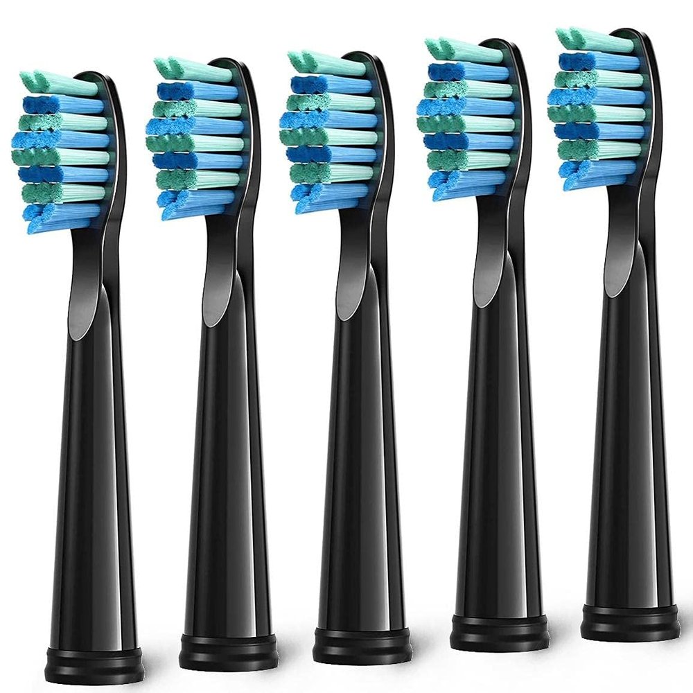 5pcs Replacement Toothbrush Heads for Fairywill Seago D7/D8/FW507/FW508, FW551/ FW917/ FW959/ FWD1/ FWD3 Black