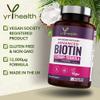 Biotin Hair Growth Supplement 12,000mcg, 180 Vegan Capsules not Biotin Tablets for Hair Skin and Nails with Coconut Oil, Vitamin C & Folic Acid, Vitamin B7 for Men and Women - Made in UK by YrHealth view 2