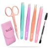 TsMADDTs Pince  piler Pour sourcils en Acier inoxydable pointes inclines et ciseaux courbs Pour cheveux incarns, poils du Visage, pilation et Points Noirs, outils de beaut quotidienne view 1