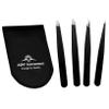 ASM Professional Tweezers Set Eyebrow Tweezers Women - Heavy Duty Stainless Steel Tweezer for Ingrown Hair & Blackhead Removal - Eyebrows Plucking Gifts for Women & Men (4 Pieces with Pouch) view 1