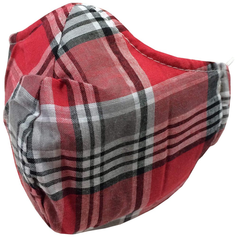 K-Milano Pack of 5 Relief Masks, 3-Ply, Mouth and Nose Mask Made of Fabric, Reusable, Washable, Suitable for Everyday, Leisure, Sports, Outdoor, MSK 001, chequered red