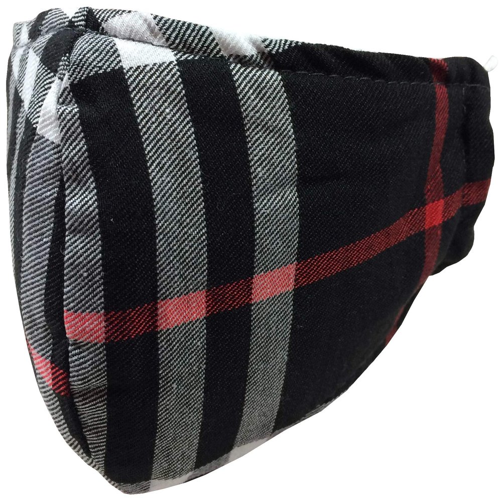 K-Milano Pack of 5 Relief Masks, 3-Ply, Mouth and Nose Mask Made of Fabric, Reusable, Washable, Suitable for Everyday, Leisure, Sports, Outdoor, MSK 001, Black Chequered