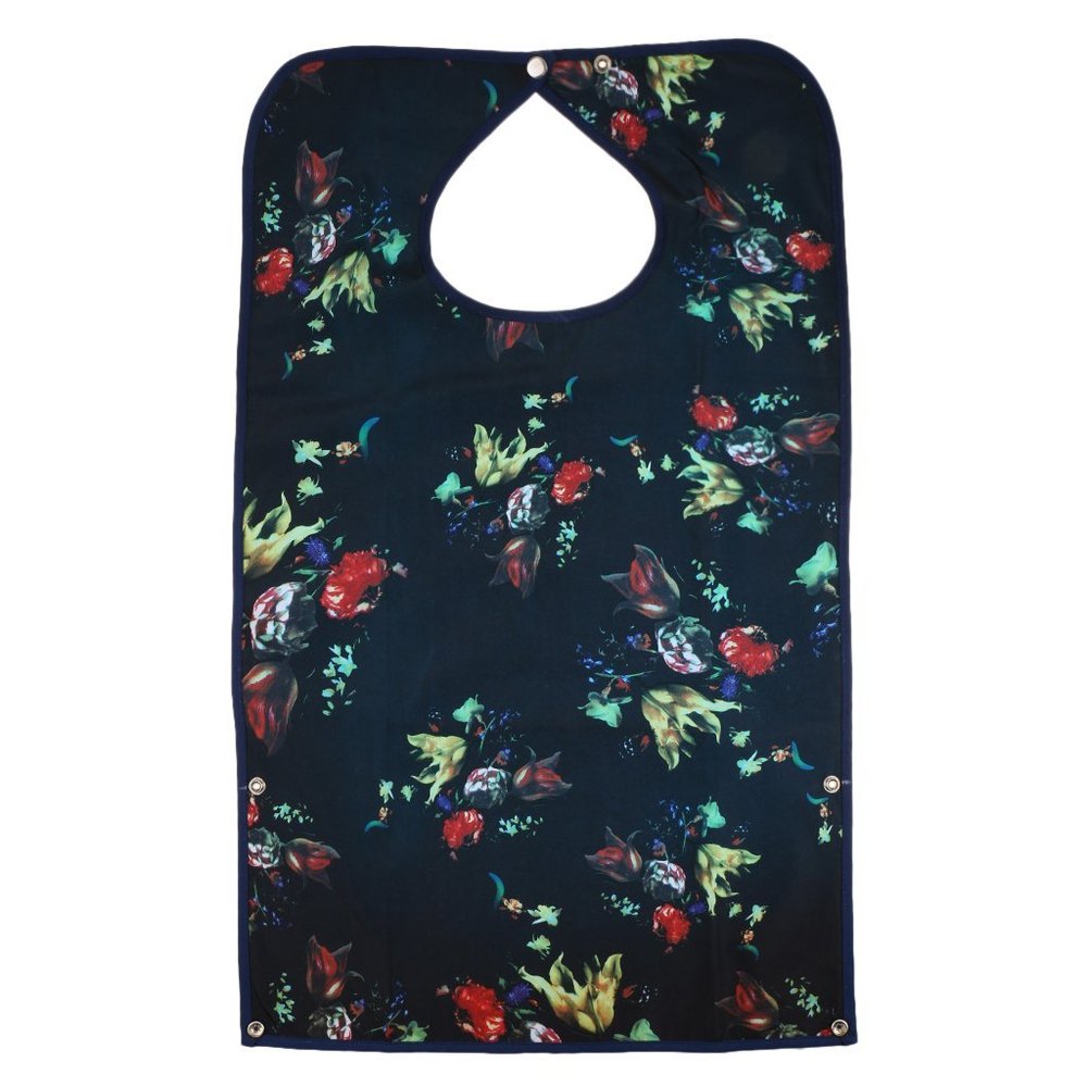Waterproof Detachable Bib Adult Mealtime Cloth Protector Disability Aid Apron - Floral Floral