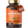 Organic Turmeric and Black Pepper 2160mg | with Added Ginger | High Strength Curcumin Capsules | 365 Vegan Capsules | Easy-to-Swallow Formula | by Horbaach view 1