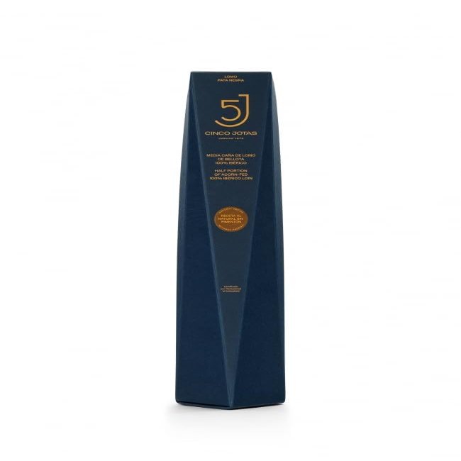 CINCO JOTAS Acorn-fed 100% Ibrico Cured Loin - Natural Style | Cured Loin Without Paprika Made From Acorn-Fed Free-Range Iberian Pigs - 5J Quality, Slow and Natural Curing. Half Piece of 400-500gr