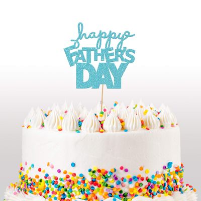 Cakeshop Fathers Day Glitter Cake Topper, Fathers Day Day Cake Topper Decoration "Happy Fathers Day" - Double Sided 400gsm Glitter Card, Choice 14 of Colours and Loads of Styles (Duck Egg Blue)