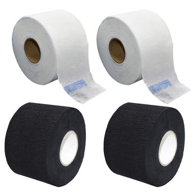 Beaupretty 4rolls Disposable Neck Paper Scarf for Hair Salon White and Black Colors Collar Paper for Styling and Makeup Protection