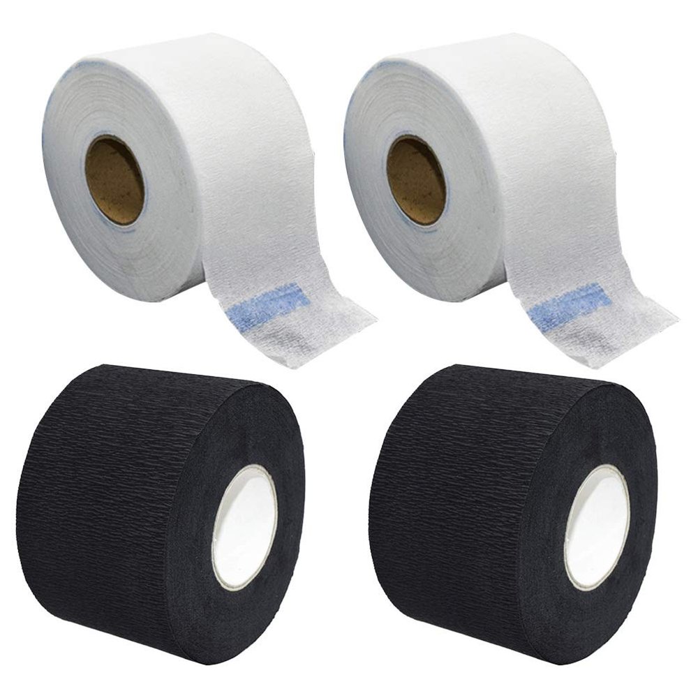 Beaupretty 4rolls Disposable Neck Paper Scarf for Hair Salon White and Black Colors Collar Paper for Styling and Makeup Protection