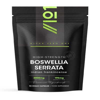 Boswellia Serrata Extract 3000mg  65% Boswellic Acid (150mg per Capsule) - 90 Capsules (3 Months Supply)  Resealable and Recyclable Pouch by Alpha01