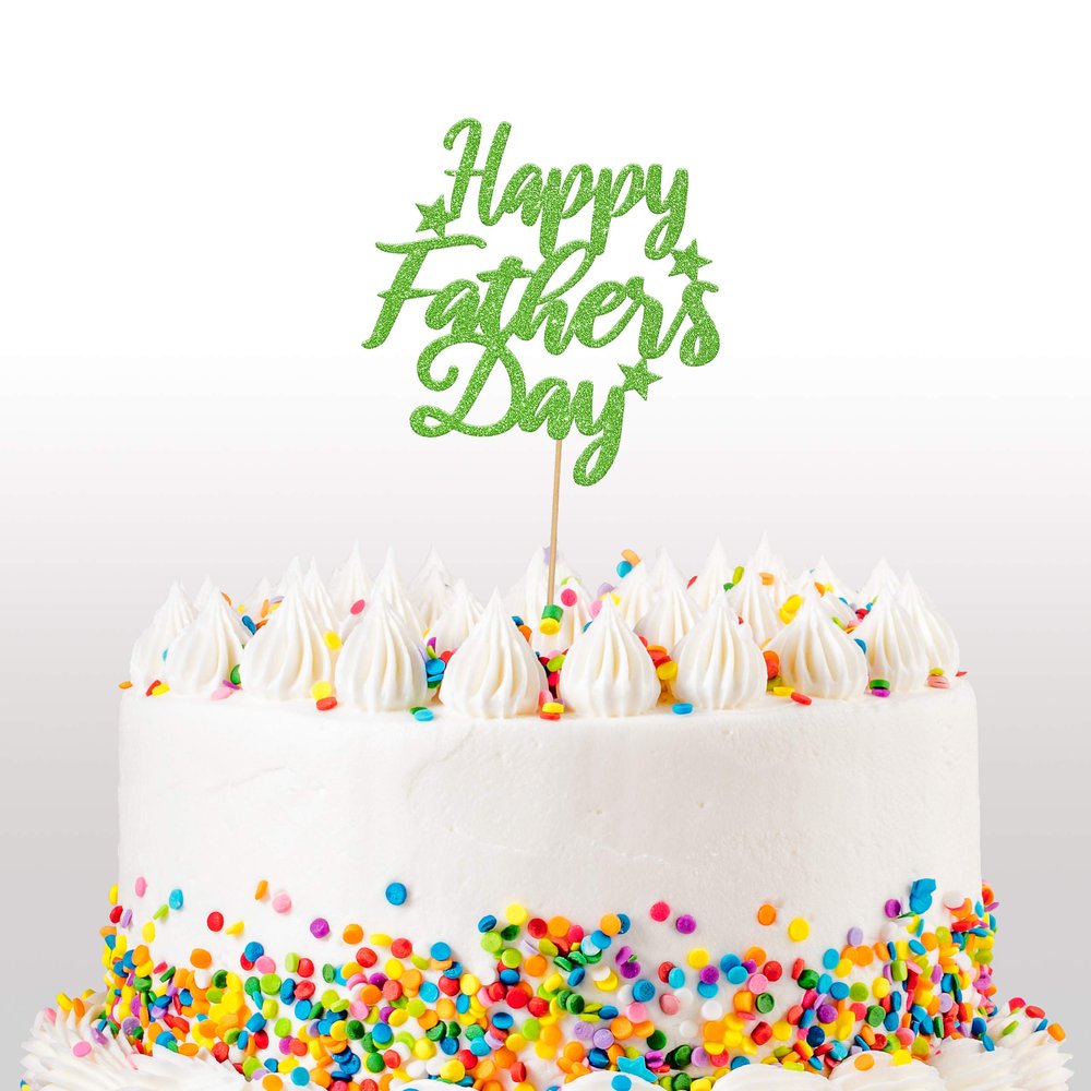 Cakeshop Fathers Day Glitter Cake Topper, Fathers Day Day Cake Topper Decoration "Happy Fathers Day" - Double Sided 400gsm Glitter Card, Choice 14 of Colours and Loads of Styles (Green)