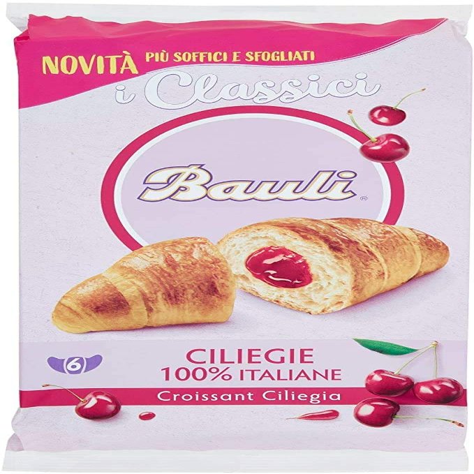 12x Bauli Cornetti Ciliegia Croissant Filled with Cherry brioche (6 x 50g) 300g