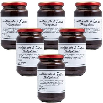 artisan jams of fresh fruit only San Benedetto Montepulciano (Italy) (plums with sugar gr. 400 6 jars)