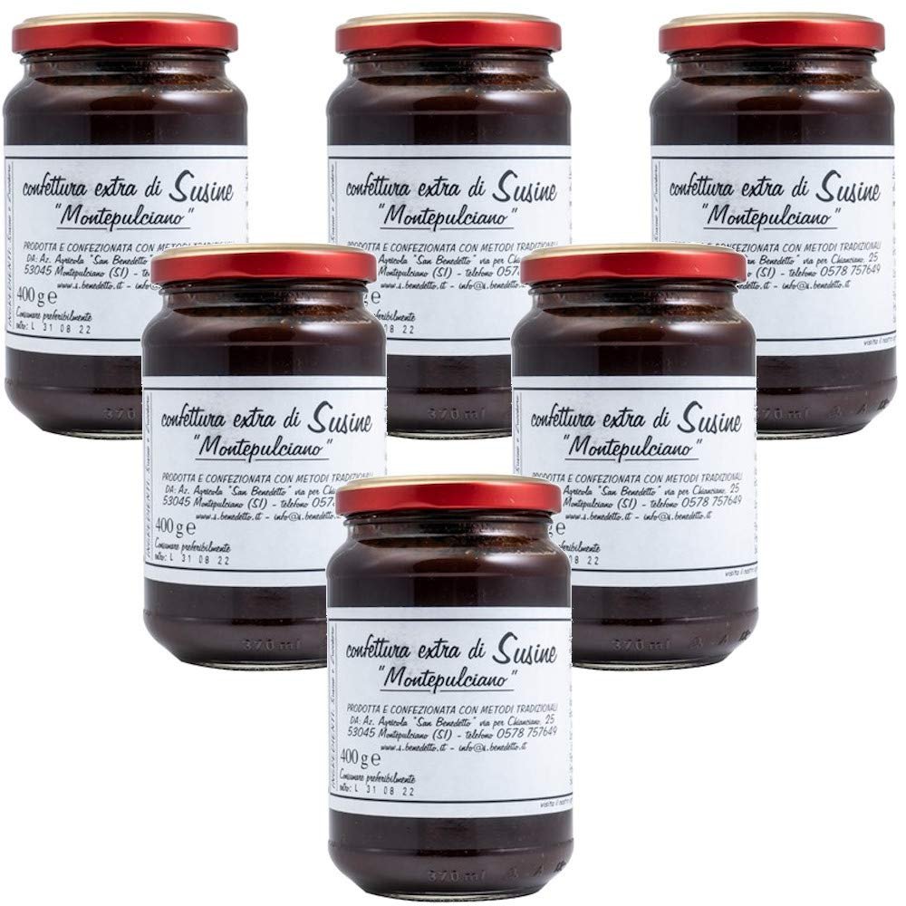 artisan jams of fresh fruit only San Benedetto Montepulciano (Italy) (plums with sugar gr. 400 6 jars)