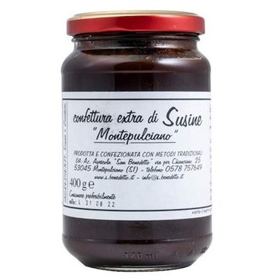 artisan jams of fresh fruit only San Benedetto Montepulciano (Italy) (plums with sugar gr. 400 1 jar)