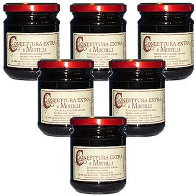 Extra San Benedetto blueberry jam - Italian artisan product (6 jar 210 grams)