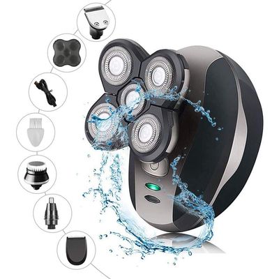 CheungLee Electric Razor for Men, 5 in 1 Bald Men Shaver Beard Trimmer Grooming Kit, Cordless Rotary Hair Clippers with 5D Rotary Shaver, PX7 Waterproof, Faster Charging (Silver)