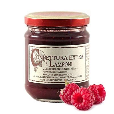 Jam of fresh fruit sacred benedict Montepulciano lamponi con zucchero (1 jar 210 grams)