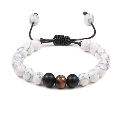 Bracelet Natural Lava Stone Couple Weave Bracelet Men