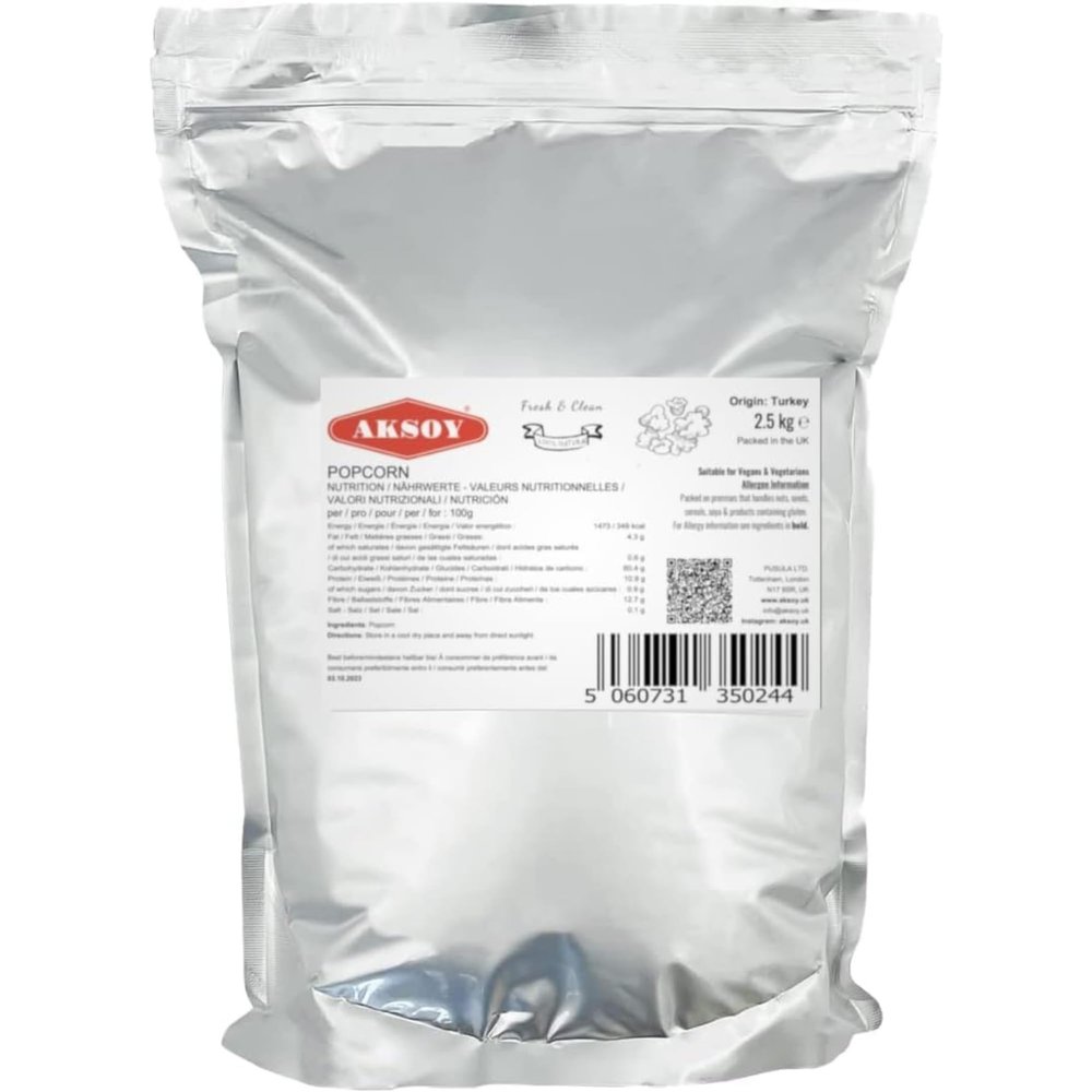 AKSOY Popping Corn Kernels - 2.5KG | Popcorn Seeds for Stovetop, Microwave & Air Popper | Freshly Harvested Corn for Delicious Homemade Popcorn Snacks...(Packaging may vary)