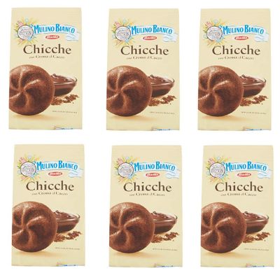 6X Mulino Bianco chicche al Cacao Chocolate Filled Biscuits Cookies Snack 200 g