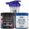 Applied Nutrition Bundle ABE Pre Workout 375g + Creatine 250g + 700ml Protein Shaker | All Black Everything Pre Workout Powder, Energy & Performance with Creatine, Beta Alanine (Candy Ice Blast) view 1