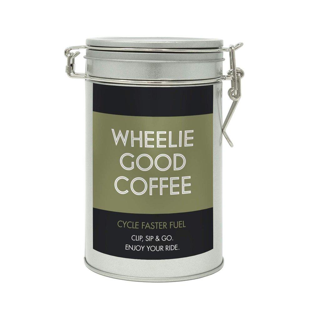 Sistir, Wheelie Good Coffee, Gift In A Tin, Perfect for Cyclists. 100% Arabica Grounds, Roasted and Packed in the UK. 150g