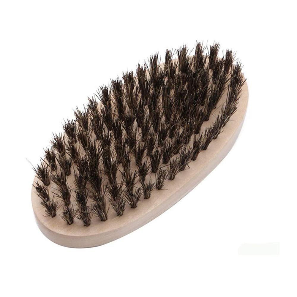CheungLee Beard Brush, Men Natural Faux Boar Bristle Wood Handle Military Pocket Mustache Beard Grooming Comb Brush
