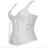 KHDFYER Sexy Lingerie for Men Steampunk Corset Satin Jacquard Sexy Shoulder Straps Zipper Side Overbust Waist Trainer Bustier Corsets Plus Size-White_M view 2