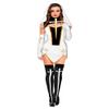KHDFYER Women Lingerie Sexy Black White Sexy Nun Sister Costume Virgin Mary Nuns Costumes Adult Women Halloween Cosplay Party Dress+Hood+Gloves+Stockings-White_XXL view 1
