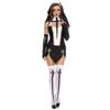 KHDFYER Step One Underwear Black White Sexy Nun Sister Costume Virgin Mary Nuns Costumes Adult Women Halloween Cosplay Party Dress+Hood+Gloves+Stockings-Black_L view 1
