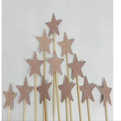 HoitoDeals 12 Pcs Glitter Stars Shape Cupcakes Toppers For Party Decoration Food Flags