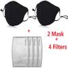 Cotton Face Masks Face Covers Carbon Filter Washable and Reusable Mouth Cover Outdoor Protective Clothing Bandanas (Black, 2Masks+4Filter) view 2