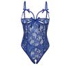 Floral Lace Exotic Bodysuit Women Hollow Spaghetti Strap Babydoll Open Crotch Bodystocking Body Encaje Mujer Women Sleepwear-Blue_XXXL view 1