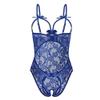 Floral Lace Exotic Bodysuit Women Hollow Spaghetti Strap Babydoll Open Crotch Bodystocking Body Encaje Mujer Women Sleepwear-Blue_XXXL view 3