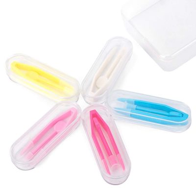5 Pcs Mini Travel Plastic Contact Lens Insertion & Removal Tool .Contact Lens Stick Tool Case Set (Inserter/Remover+Tweezer with Soft Tip) (Color-)