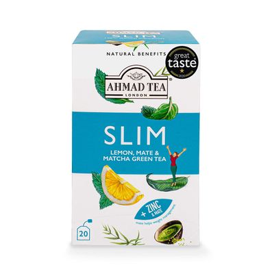 Ahmad Tea Natural Benefit Tea | Lemon, Mate & Matcha Green Tea "Slim" Infusion | 20 Teabag Sachets | 1 Pack