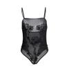 KHDFYER Women Lingerie Suits Sexy Sheer Mesh Erotic Body Black Embroiderey Floral Transparent Underwear Women Bodysuit-Black Teddy_XL view 4