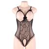 KHDFYER Lace Teddy Lingeries Open Cup Bowknot Sexy Body Koronkowe Women Crotchless See-Through Attractive One-Piece-Black Teddy_M view 2