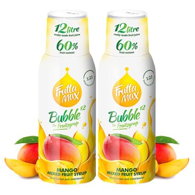 2 Pack - FruttaMax Mango Syrup | Less Sugar | 60% Real Fruit Concentrate | Suitable for soda Machine 2x500ml
