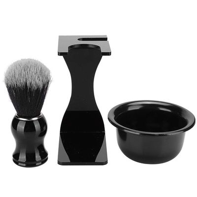 3 In 1 Shaving Brush Kit Hair Shaving Brush + Beard Shaving Stand + Shaving Soap Bowl Shaving Cleaning Tool