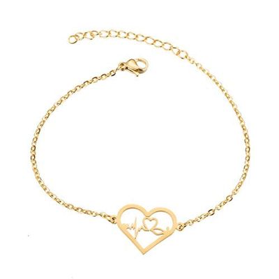 Bracelet Jewelry Women S Bracelet Creative Couple Peach Heart Pendant Bracelet Love Ecg Bracelet