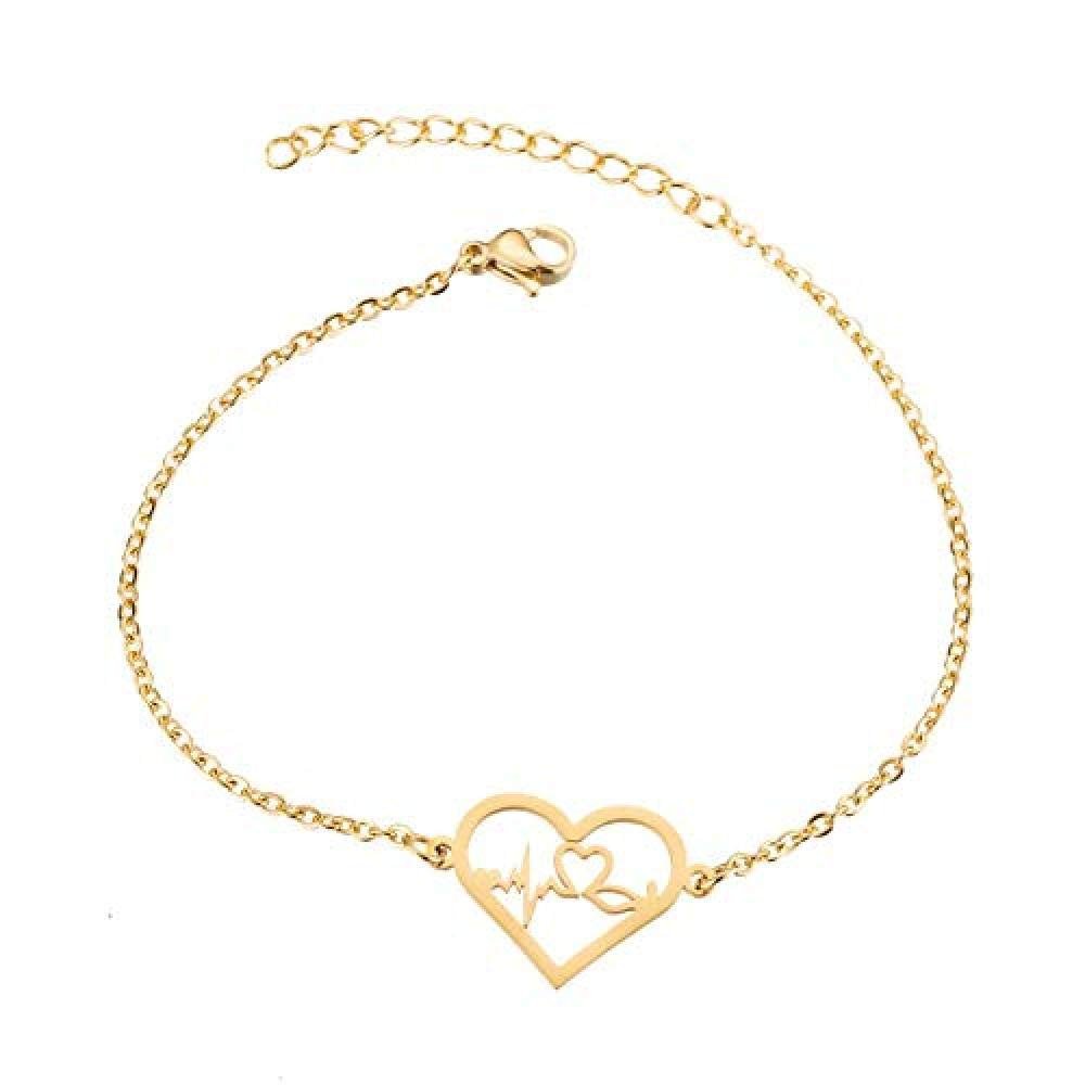 Bracelet Jewelry Women S Bracelet Creative Couple Peach Heart Pendant Bracelet Love Ecg Bracelet